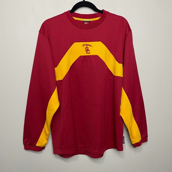 Nike Other - Nike Team USC Trojans Dri-Fit Long Sleeve Crew Neck Embroidered Red Yellow S